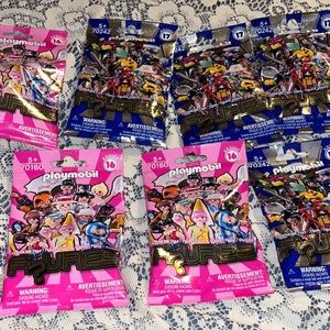 Lot Of 7 Playmobil Figures 70242 Series 17 blue Blind Bags and pink series 16